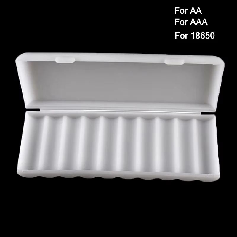 10 Slots AA AAA 18650 Plastic Battery Holder Storage Box Battery Case Cover for AA AAA Rechargeable Battery Container Organizer