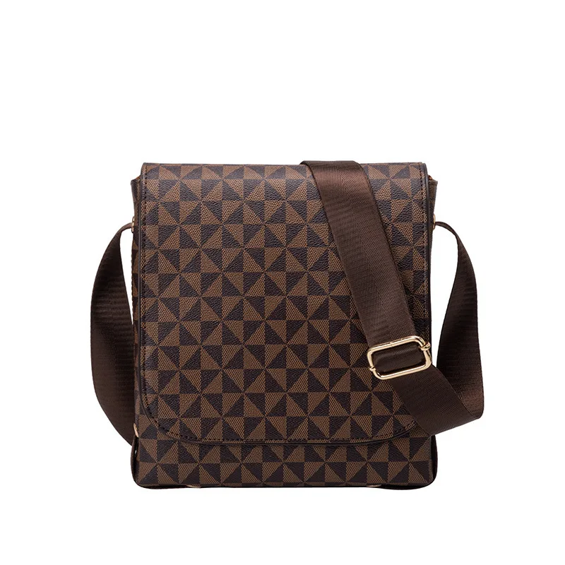 Men's Flap Shoulder Bag Fashion Men's Crossbody Bag Horizontal Casual Computer Briefcase Print Plaid Business Bag