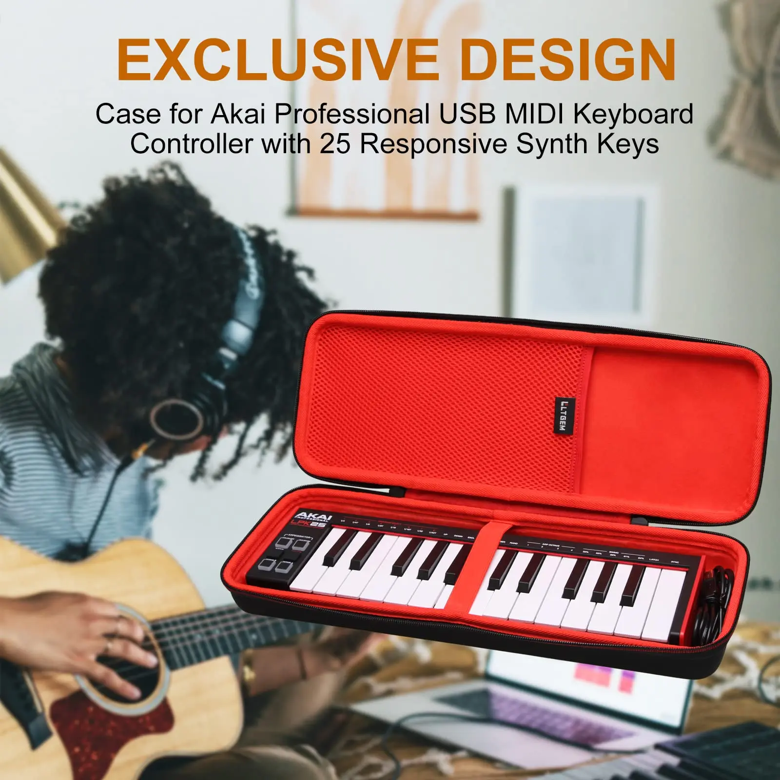LTGEM Travel Hard Carrying Case for AKAI Professional LPK25-USB MIDI Keyboard Controller(New Model)