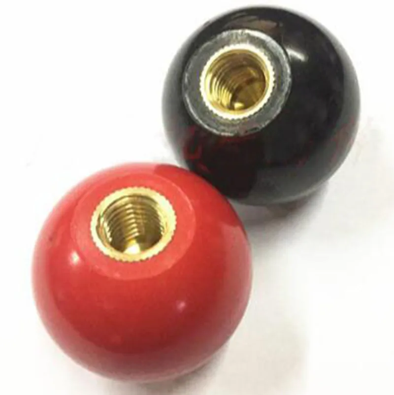 2 Pcs M4/M5/M6/M8/M10/M12/M14/M16 Threaded 16mm/20mm/25mm/32mm/35mm/40mm/50mm Plastic Ball Knob Handle Black Red furniture knobs mechanical equipment handles machine tool knobs