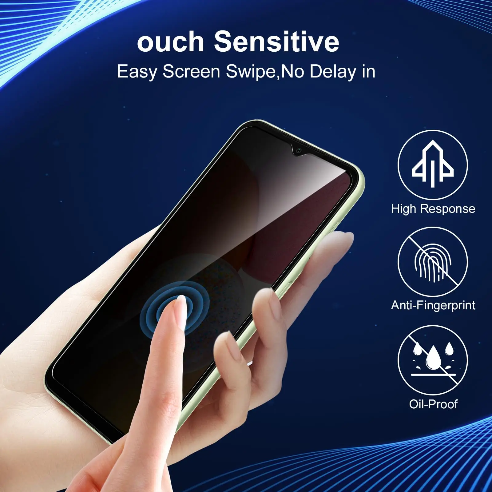 Anti-Spy Tempered Glass Privacy Screen Protector, Scratch-Resistant & Case-Friendly