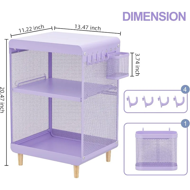 Night Stand,Cute End Table with Storage Drawer,Kids Nightstand for Bedroom Furniture,Bedside Table Small Purple 3