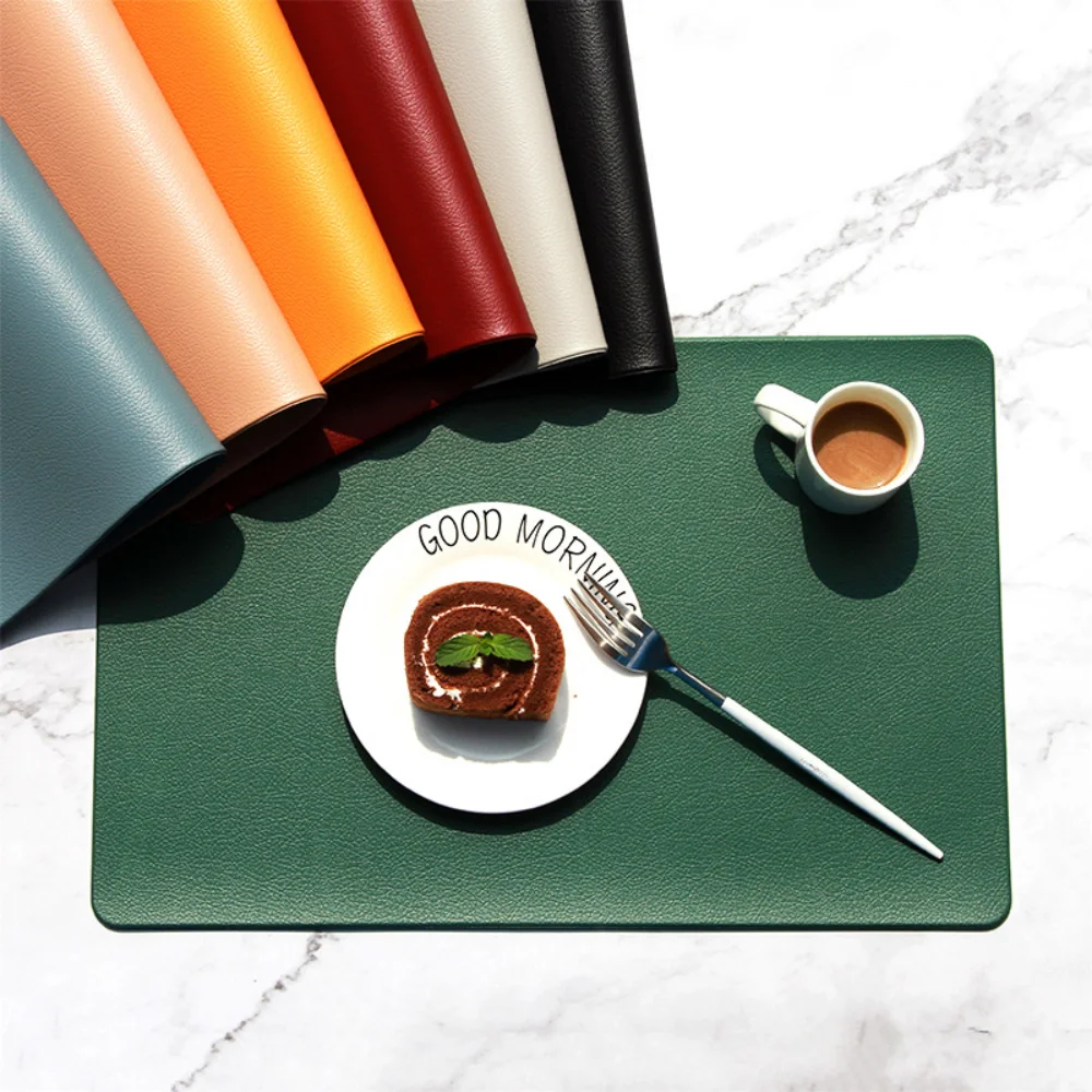 

Oversized Food Grade Leather Placemat, Waterproof, Heat Insulation, Anti-Skidding, Washable Table Mat for Kitchen Dinner 45x30cm