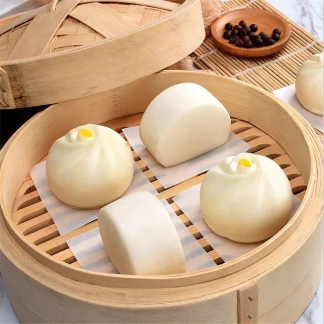 500Pcs Square 6-11cm Wholesale Steamed Bun Papers Non-stick Snack Bread Cake Steamer Oil Paper Pads 4