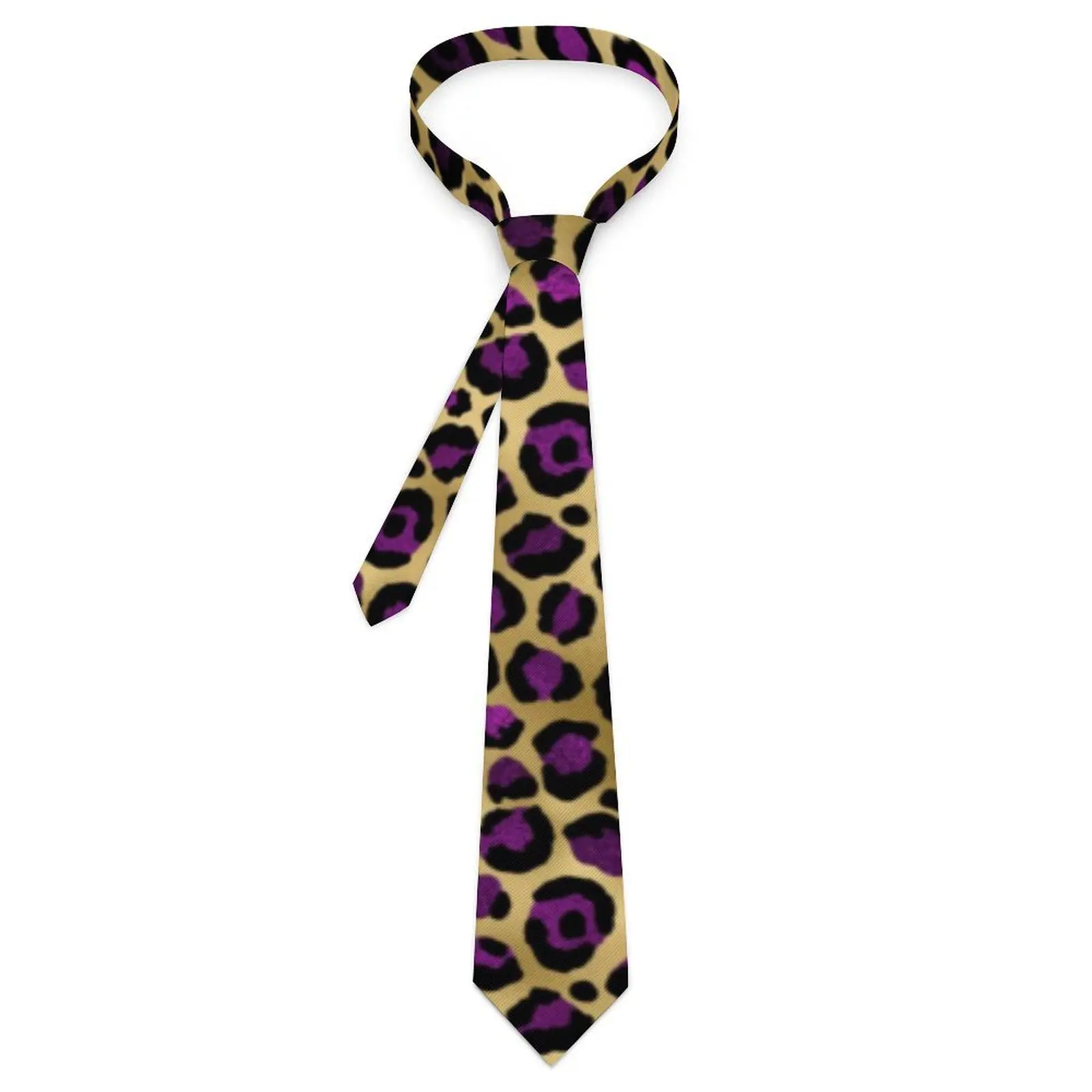 

Галстук с леопардовым принтом фиолетовый и золотой галстук для отдыха ретро повседневный галстук для галстука унисекс дизайнерский галстук для воротника галстук подарок на день рождения
