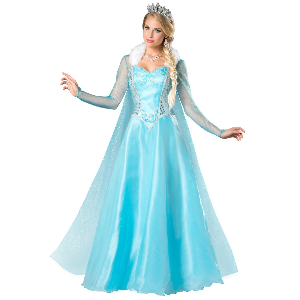 

Halloween Women Elsa Princess Costume Fairy Tales Ice Queen Elsa Anna Princess Cosplay Long Dress Cape Fancy Dress