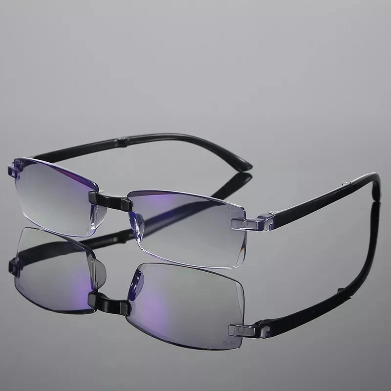 Anti Blue Light Reading Glasses Men Business Rimless Presbyopic Eye Glasses Women Vintage Ultralight Optical Farsighted Eyewear