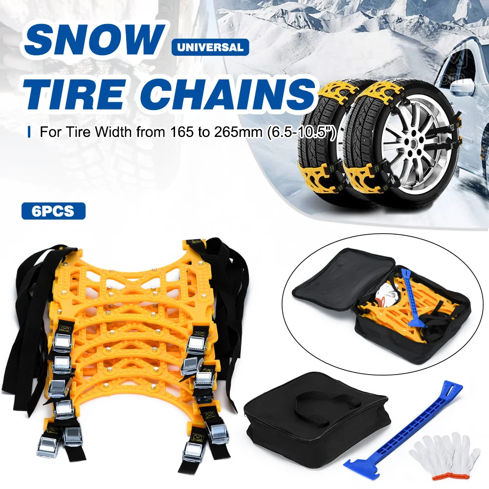 1 Pieces 165-265mm Car Snow Chains TPU Wheel Security Chains Adjustable Snow Tire Belt Emergency Anti-Skid Anti-Slip
