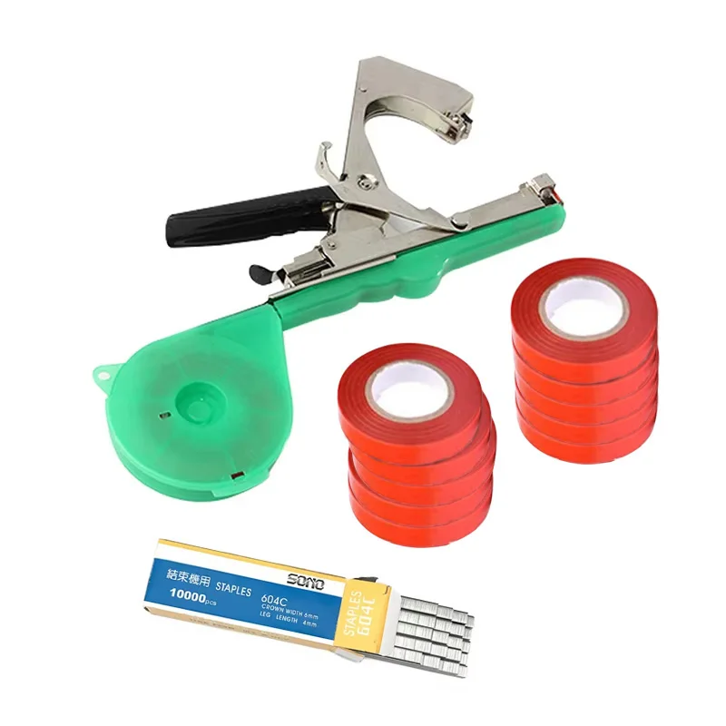 Tying Machine Plant Garden Plant Tapetool Tapener +10 Rolls Tape Set for Vegetable Grape Tomato Cucumber Pepper Flower plant tying tool