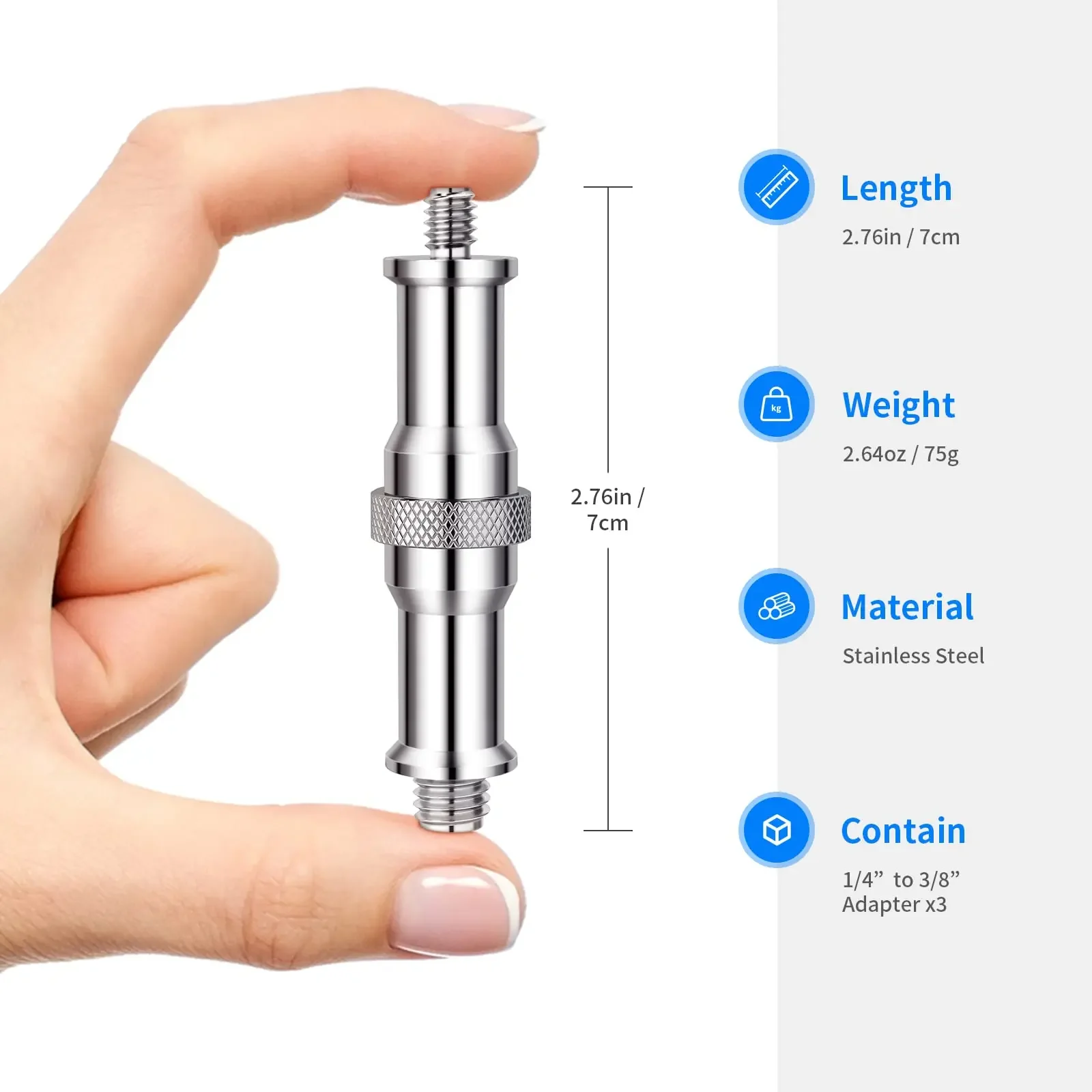1/4 To 3/8 Inch Metal Male Convertor Threaded Screw Adapter Spigot Stud,For Stud