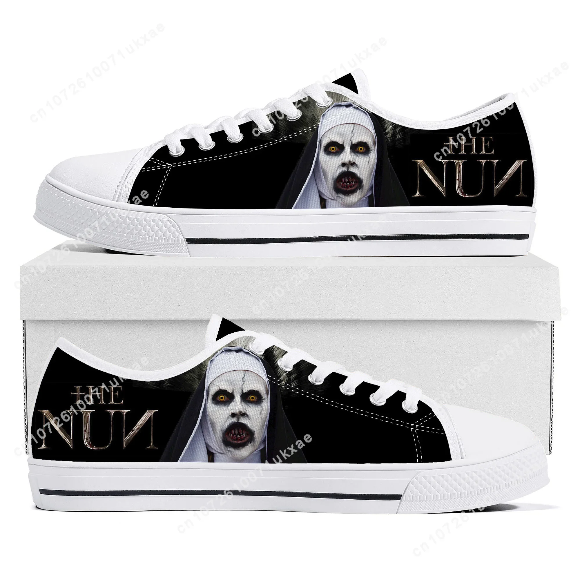 Movie The Nun series Low Top Sneakers Mens Womens Teenager Canvas High Quality Sneaker Casual Custom Made Shoes Customize Shoe