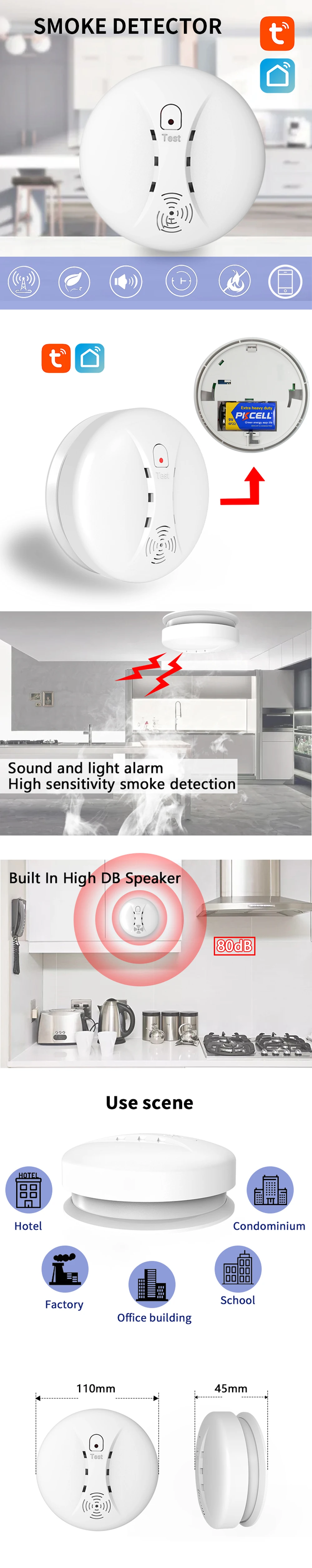 SMARTROL S11 S10 S10R Tuya Wifi/ Independent Smoke Alarm Fire Protection Independent Smoke Detector Sensor Fire Alarm Home SMARTROL S11 S10 S10R Tuya Wifi/ Independent Smoke Alarm Fire Protection Independent Smoke Detector Sensor Fire Alarm Home