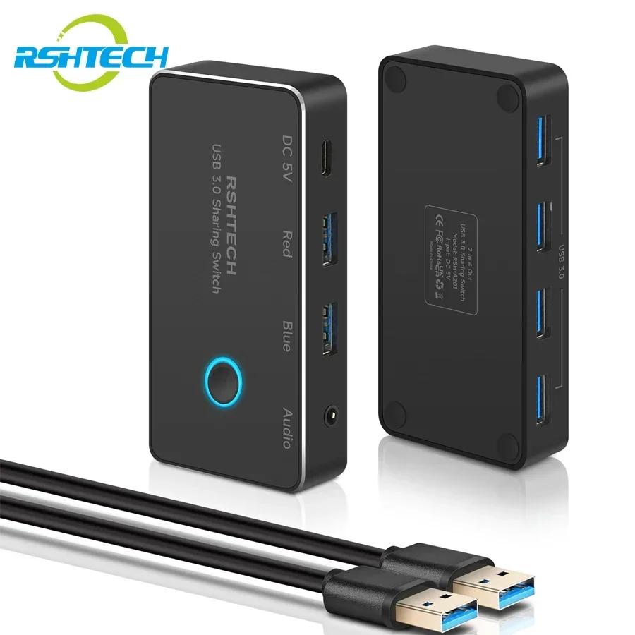 Selettore Switch Rshtech Usb 3.0 Con 4 Porte Usb 3.0 In Alluminio 2 Computer Che Condividono 5 Dispositivi Periferici Hub Switcher Usb Km
