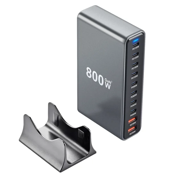 800W GaN Desktop Charger – 10-Port USB-C PD3.1 Fast Charging Hub 2