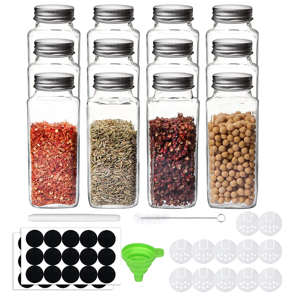 Jars For Spices 12pcs Glass Spice Organizer Kitchen Salt And Pepper