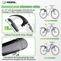RBRL garde-boue de vélo élargi étendu Compatible avec 3 "largeur de pneu 26-29 garde-boue de vélo de montagne résistant aux éclaboussures à couverture complète 2