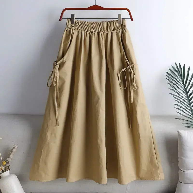 Girls Skirt Petite High-Waisted A-Line Medium-Length Wide-Swing Umbrella Skirt For Children