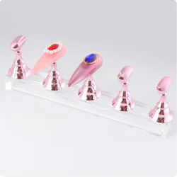 Magnetic Nail Tips Display Stand Set - Acrylic Manicure Showcase (Rose gold)