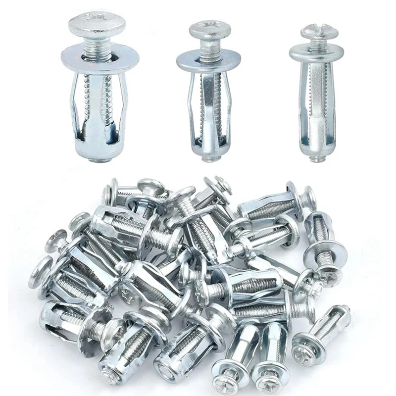 

90 PCS Expansion Screw Petal Nut M4-20,M5-25,M6-25 Petal Shape Metal Nut, Jack Nuts Petal Nuts Expansion Nut Silver