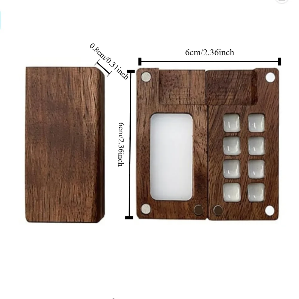 빈 상자 미니 수채화 물감 팔레트 나무로 만든 검은 호두나무 페인트 빈 상자 8칸 휴대용