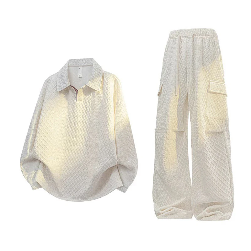 Costume décontracté doux pour hommes, doux pour la peau, pour le printemps et l'automne, haut ample de couleur unie, costume de couple HJ19