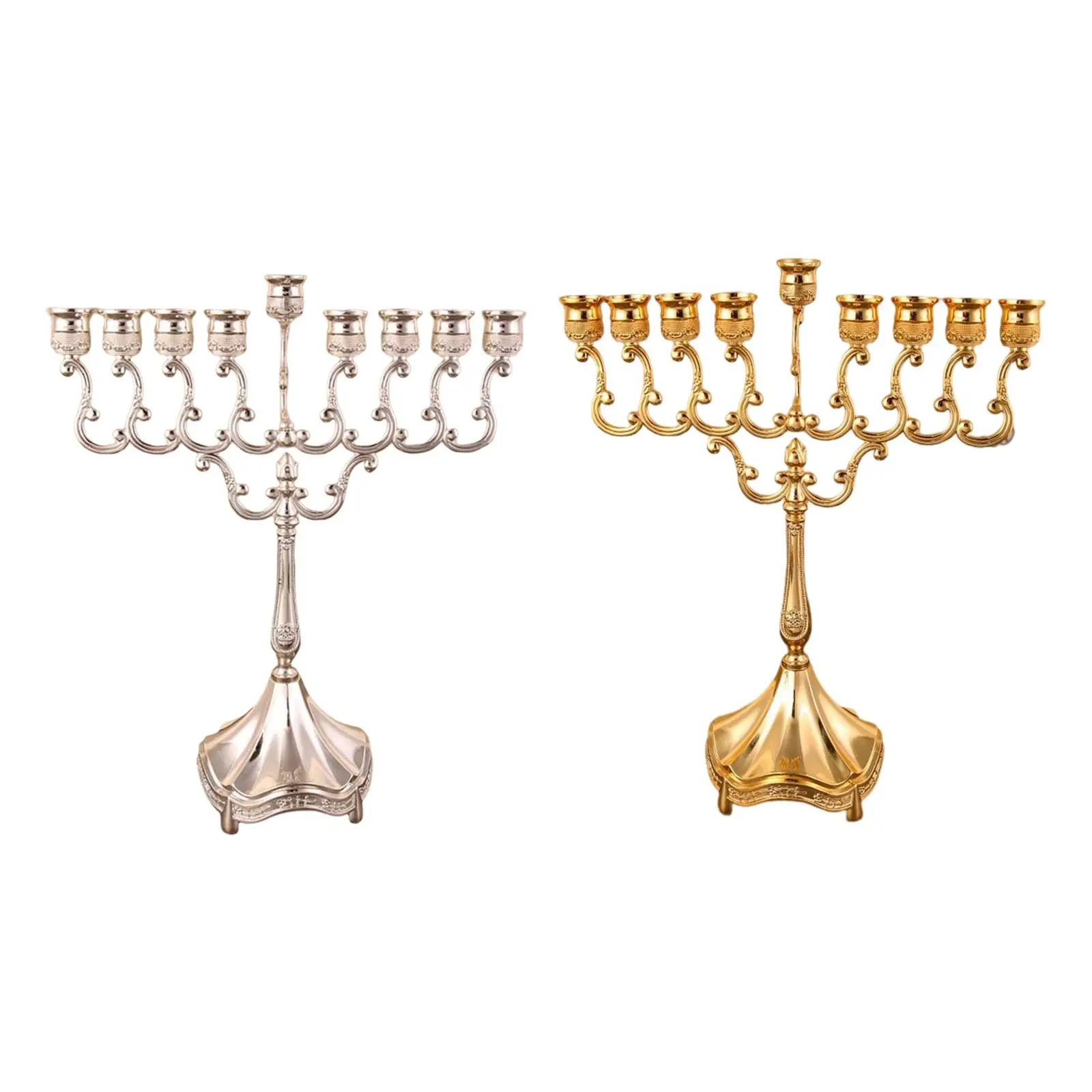 Hanukkah Menorah Candle Stands Tabletop 9 Branches Candle Holder for Christmas Exquisite Candlestick Table Home Decor
