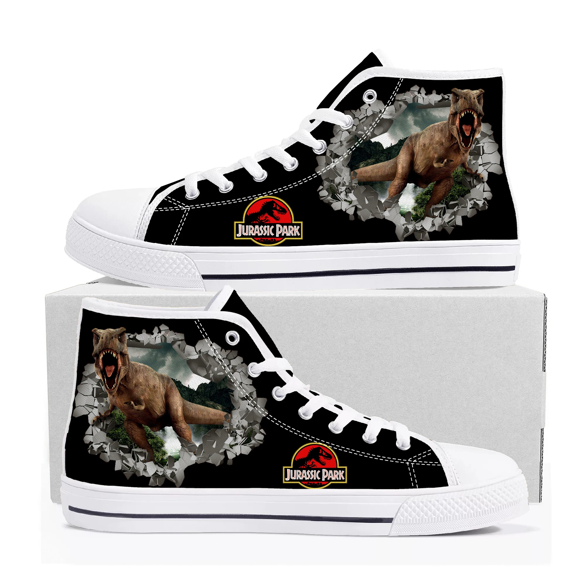 

Dinosaur World Jurassic Park High Top Sneakers High Quality Mens Womens Teenager Canvas Sneaker Casual Couple Shoes Custom Shoe