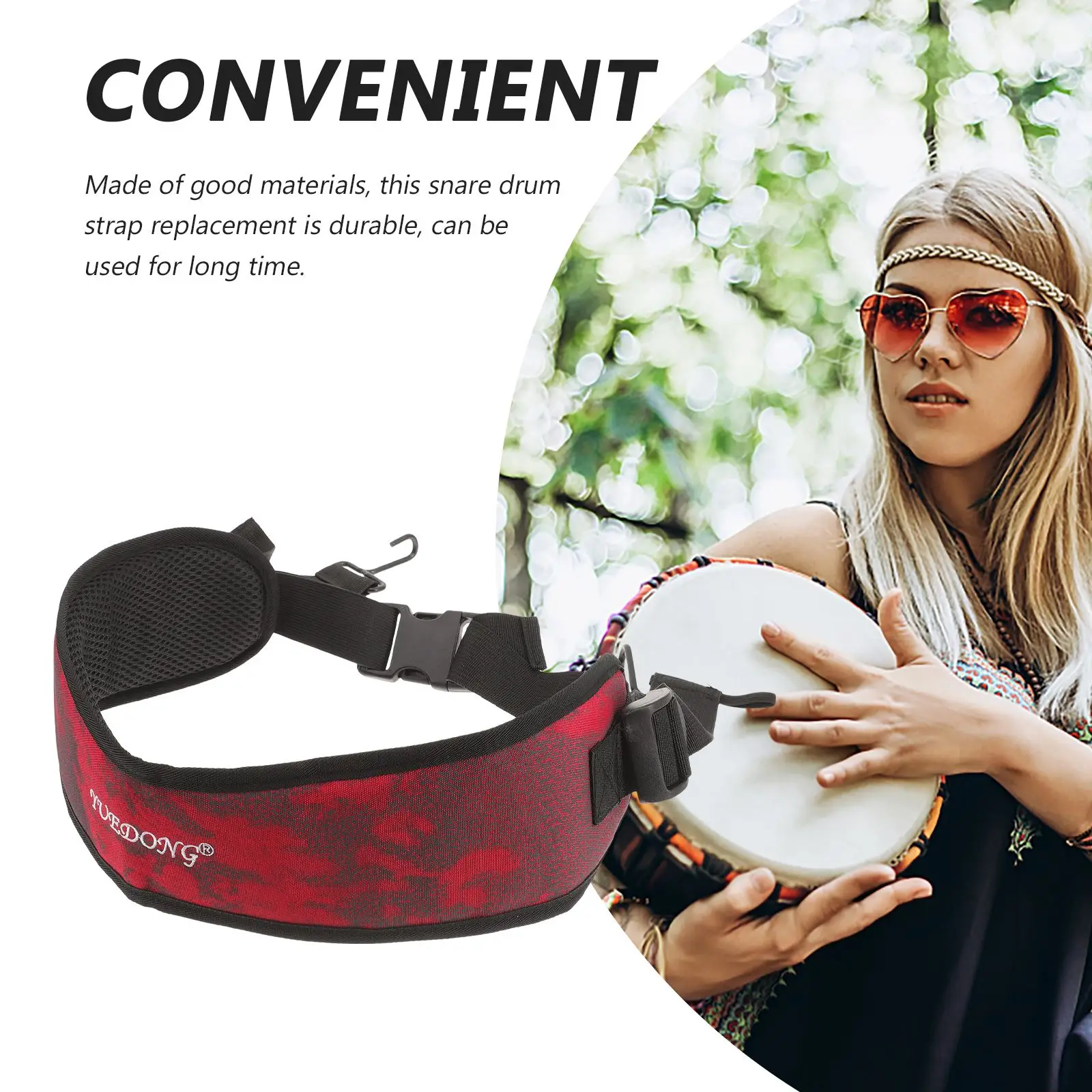 Djembe African Drum Belt Hand Drums for Adults Kids Suspenders Hand Drum Adjustable Strap Percussion Belt Snare TapeSling Child
