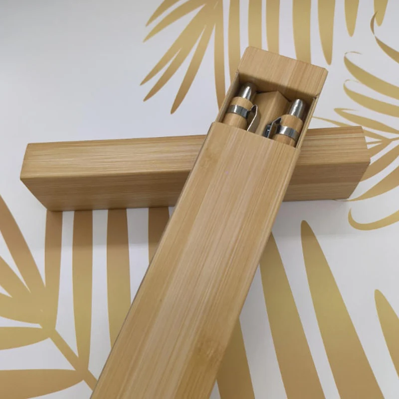 2Pcs 대나무 볼펜 스타일러스 접촉 펜 사무실 및 학교 용품 펜 및 필기 용품 선물-검은 잉크