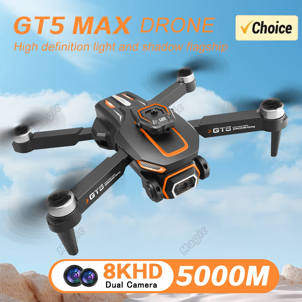 Mini Drone New GT5 8K HD Double Camera Brushless Motor Obstacle Avoidance Aerial Photoflow Professional Foldable Rc Quadcopter mini drone,remote control drone