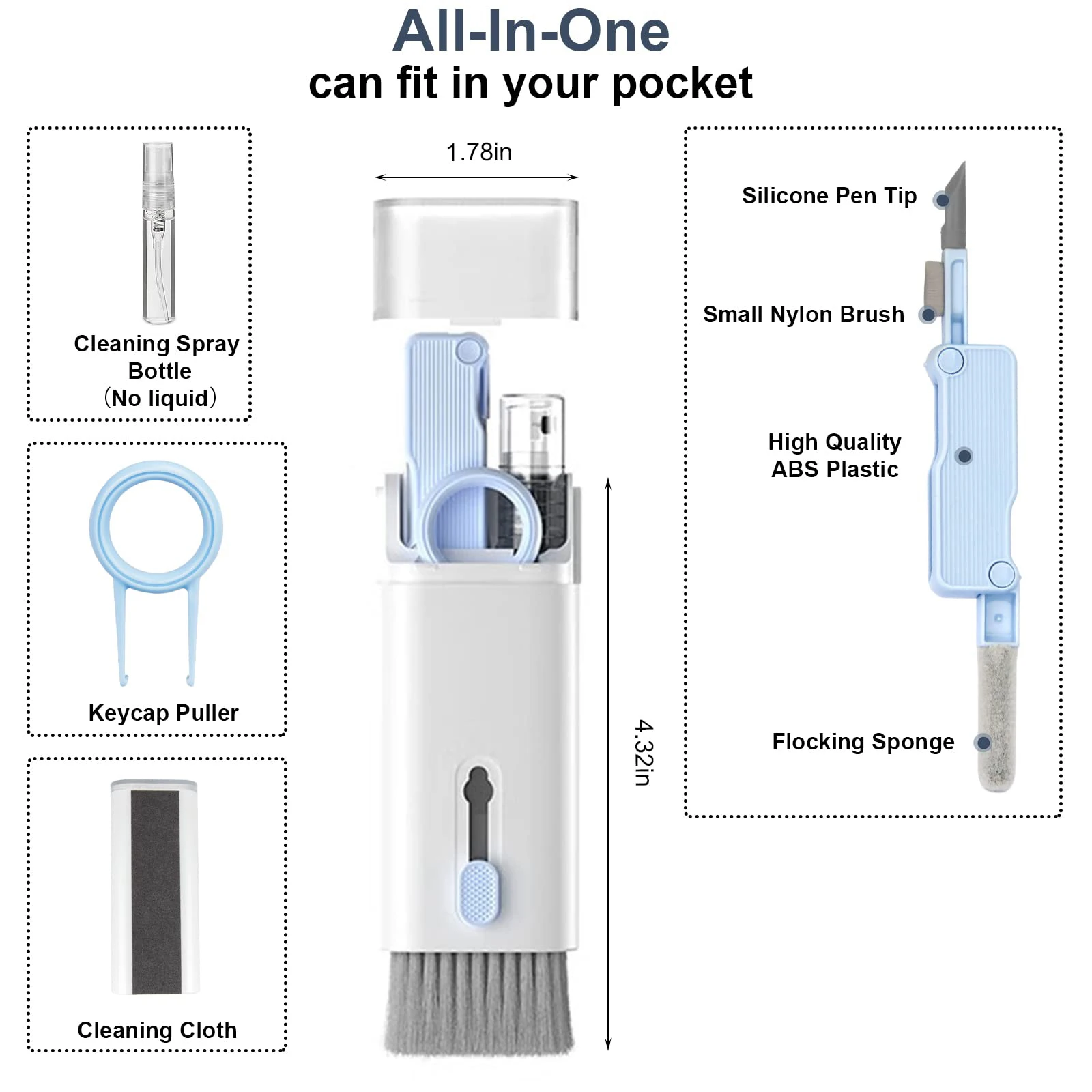7 in 1 Computer Keyboard Cleaner Brush Kit Cleaner Kit for Airpod Bluetooth Earphones Earbud Airpods 2 Pro iPad Phone 5