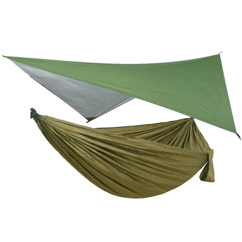 Camping Hammock Includes Mosquito Net, Rain Fly, Tree Straps, Perfect for Camping Lightweight Nylon Portable Single Hammock 