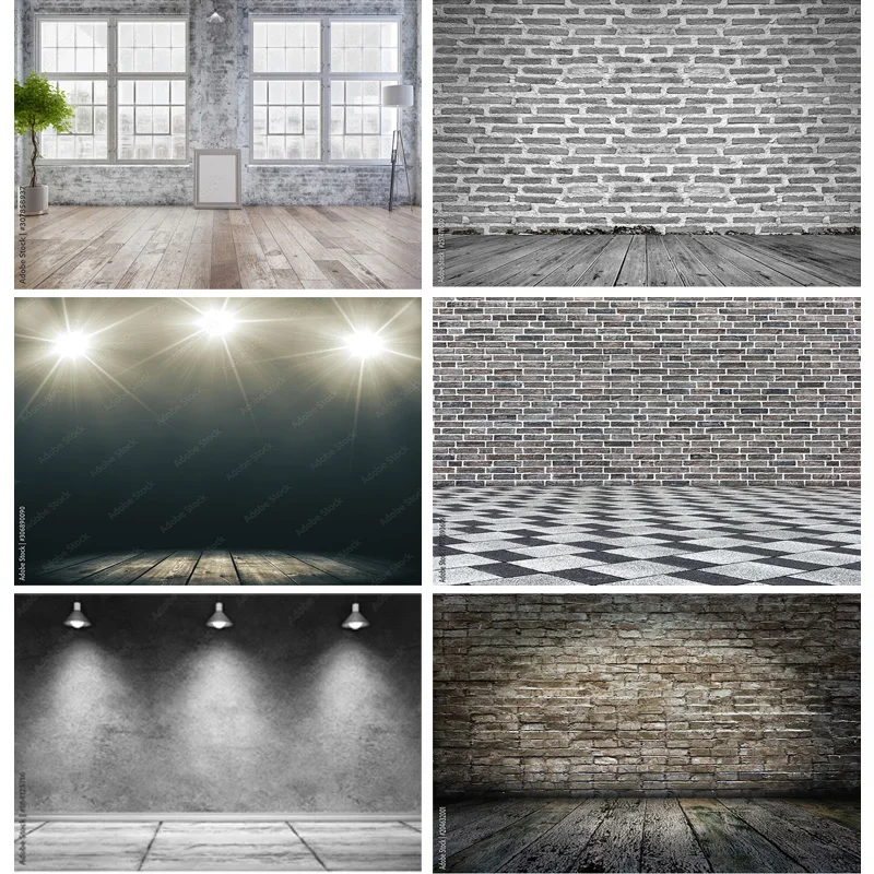 

Vinyl Custom Vintage Brick Wall And Wooden Floor Spotlight Photography Background Photo Background Studio Props 22816 QD-09