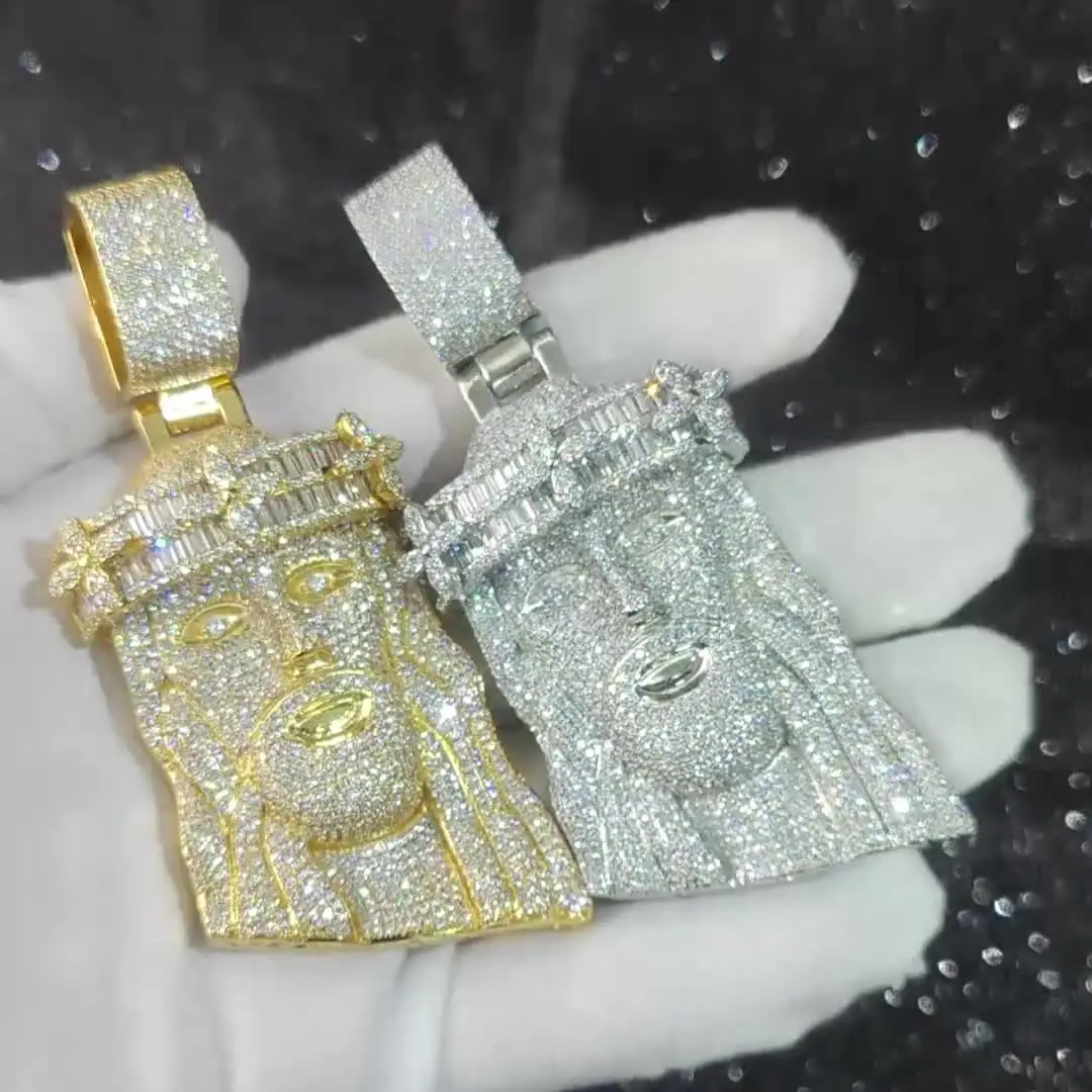MaxBling81 Hip Hop Iced Out Jesus Head Charm Pendant - Gold/Silver Tone Brass Micro Pave 5 thumbnail image