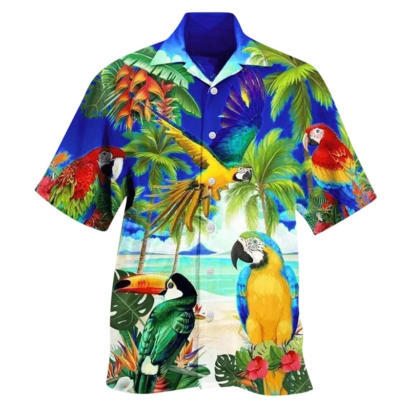 thumbnail image 1 of Camisas y blusas con estampado digital de animales para hombre, camisas casuales de manga corta a la moda para fiestas, playa, sueltas, para hombre, 1 of 5