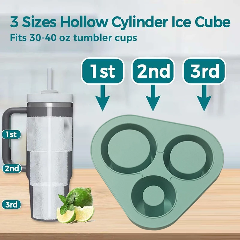 스탠리 텀블러용 실리콘 아이스 큐브 몰드, 물컵용 얼음 트레이, 들러붙지 않는 여름 얼음 틀, 쉬운 탈형 소프트 아이스 큐브 
