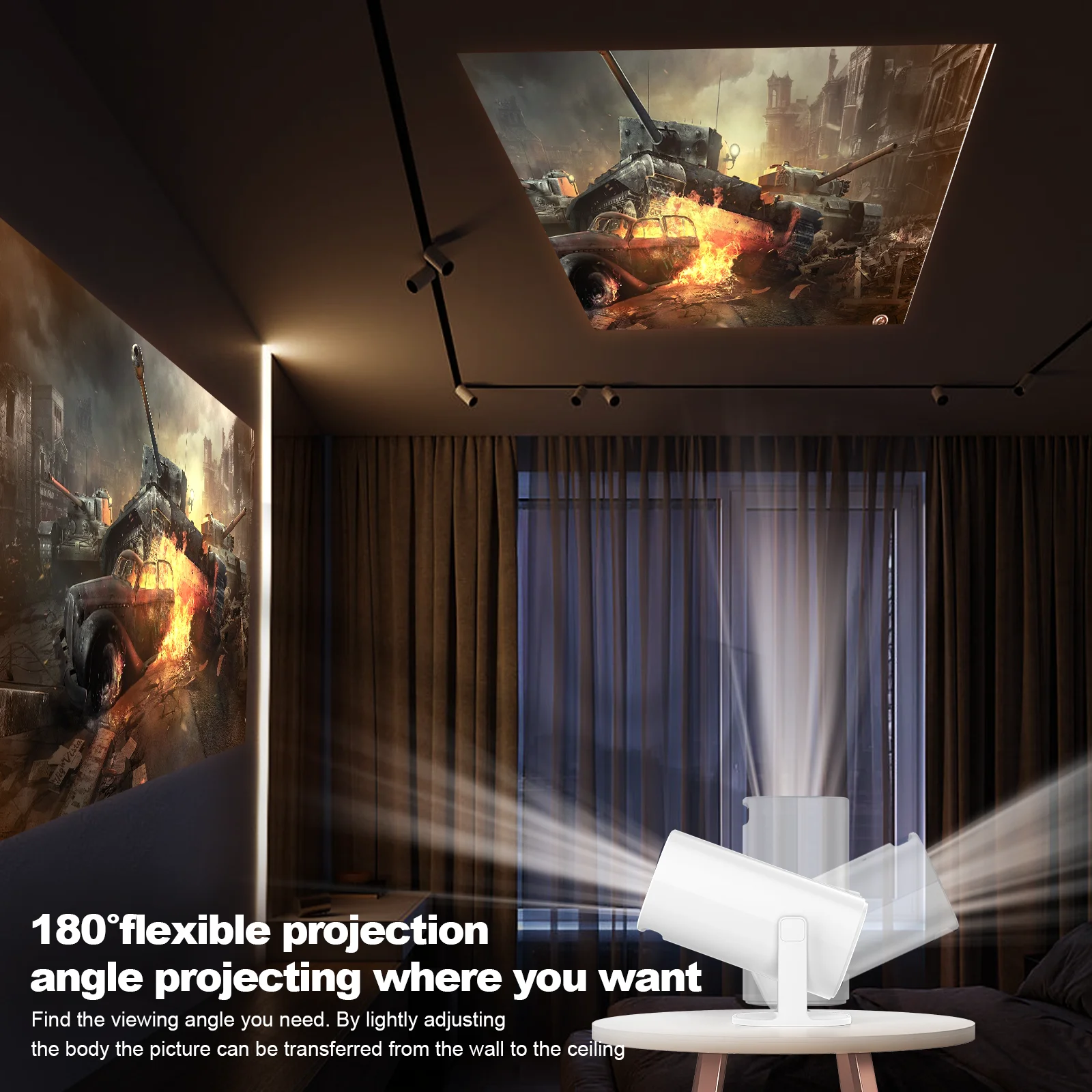 Portable Projector Salange P30 Projector Wifi6 BT5.4 Auto Focus Correction Smart Android 11.0 720P Home Theater Pocket Outdoor Beamer for 4K Movie