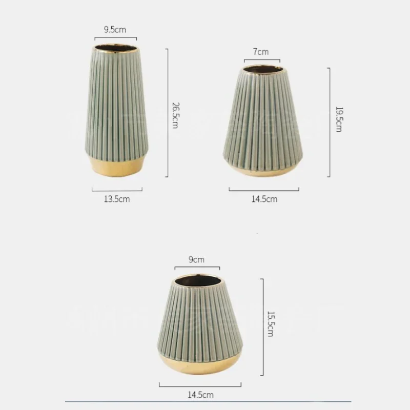 Ceramic Vase Vase with Green Striped Flowers Floral Arrangement Accessories Terrarium Living Room Home Decoration Accessories 5
