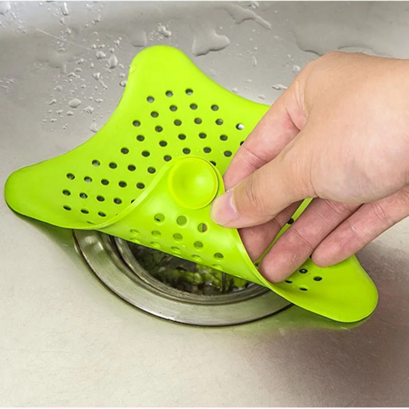 

5 Color Five-pointed Star PVC Sink Filter Bathroom Kitchen Sewer Filter Bath Shower Cover Drain Strainer Hair Stopper