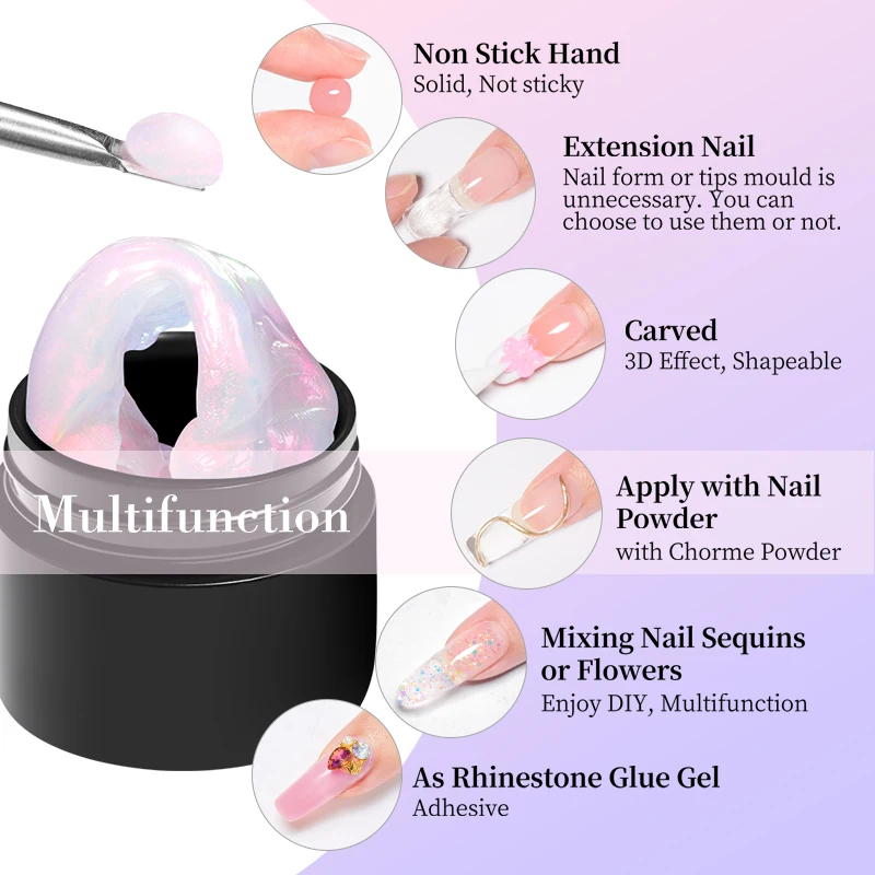 오로라 스틱 핸드 솔리드 네일 익스텐션 젤 세트, 연장 하드 젤 솔리드 젤 익스텐션 네일 키트, 조각 네일 익스텐션, 4 개, 6 개