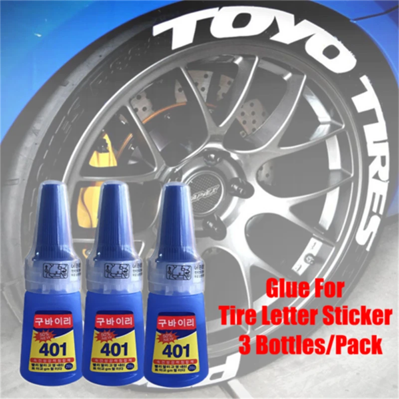 1 3pcs 401 Glue Car Motorcycle Tire Letter Sticker Glue 20g Permenant