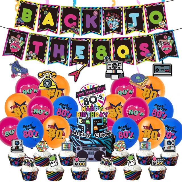 Back to the 80s Party Supplies Disco Theme Balloon Banner Cake ...