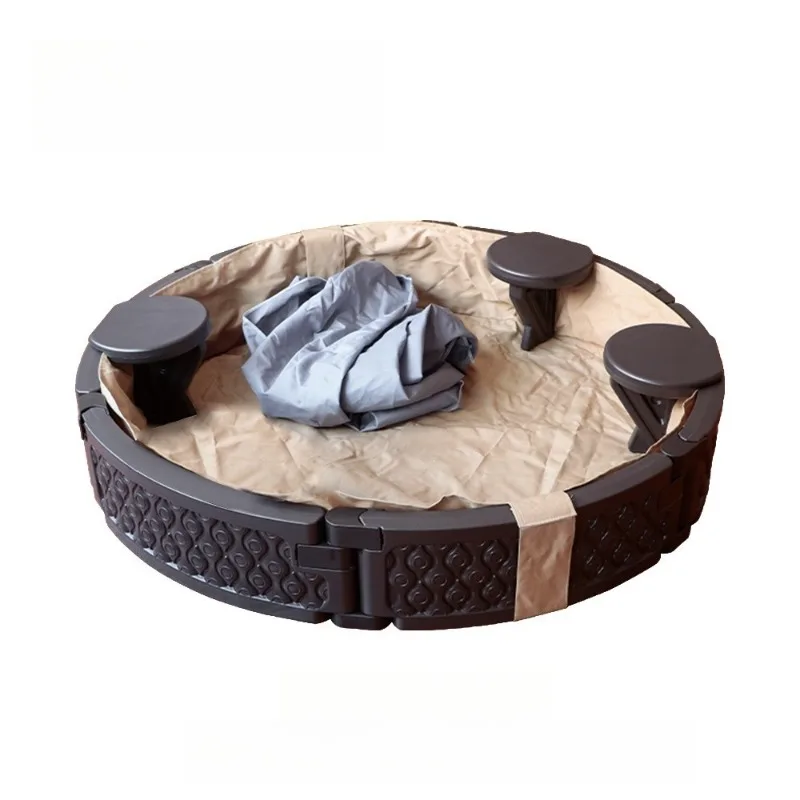 Piscina di sabbia giocattolo per bambini, kit di gioco domestico in plastica, sabbiera interna con recinzione, giocattoli da spiaggia per bambini e bambine all'aperto._voghion.com