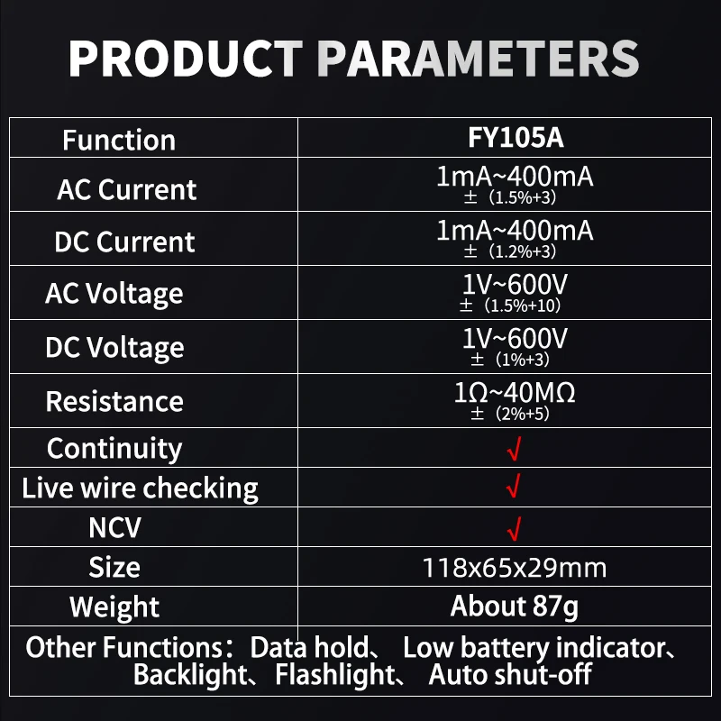 2024 New Digital Smart Multimeter Profesional Inteligente AC DC Voltage Current Auto Range Ohm Hz NCV Tester High Precision Tool 6