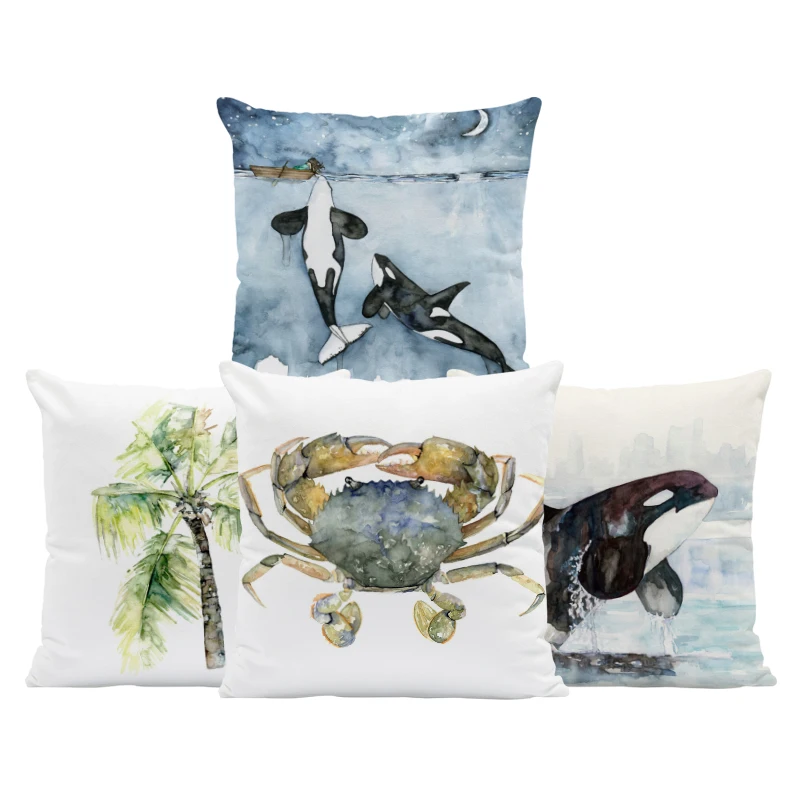 

Killer Whale Palm Cushion Seahorse Goldfish Pillow Coastal Home Decor Pillowcase Personalized Pillowcase