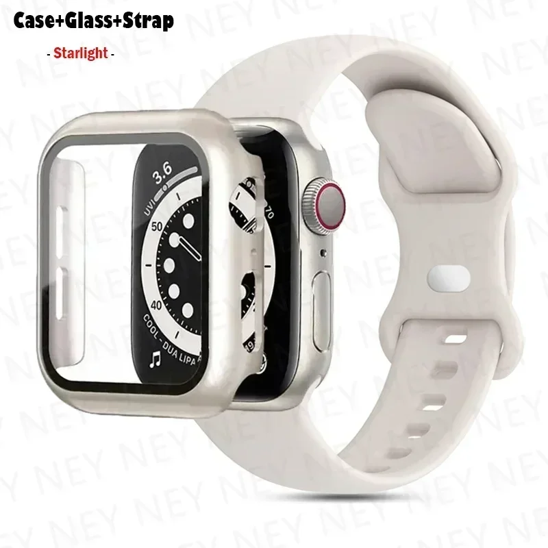 Stylish Silicone Bracelet for Apple Watch - Glass Case with Watchbands
