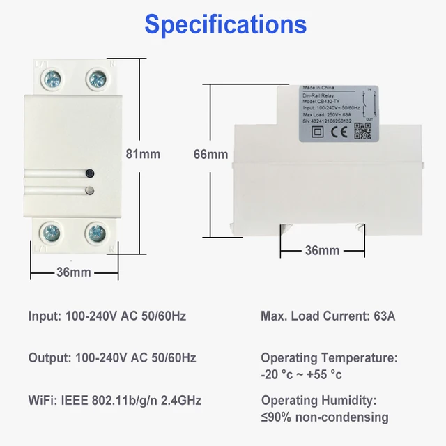 BALAMI Disyuntor,Magnetotermico Disyuntor WiFi 1P 63A Riel DIN Interruptor  Inteligente Control Remoto for Smart Home 63A (Size : 40A) : :  Bricolaje y herramientas