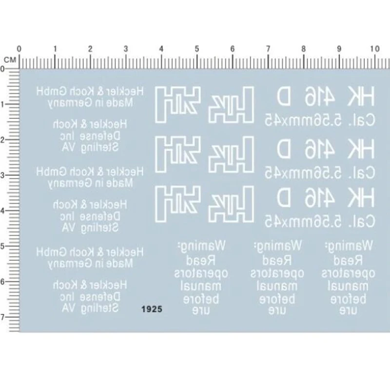 White Military USS/AAF Fonts & Numbers Water Slide Decals - Multiple Scales (1 & 2)