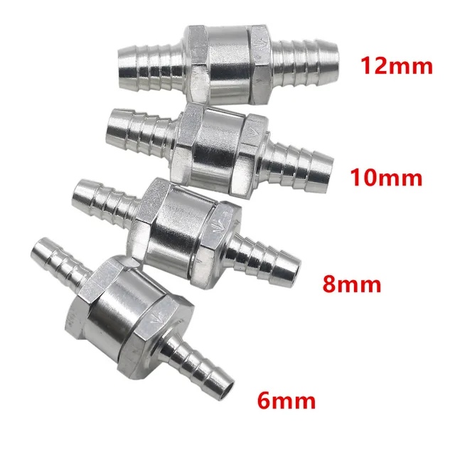 วาล์วกันกลับน้ำมันเชื้อเพลิง 4/6/8/10/12 มม. อลูมิเนียมอัลลอยด์ สำหรับน้ำมันเบนซิน ดีเซล น้ำ  แบบทางเดียว สำหรับรถยนต์เปอโยต์ เรโนลต์ 1