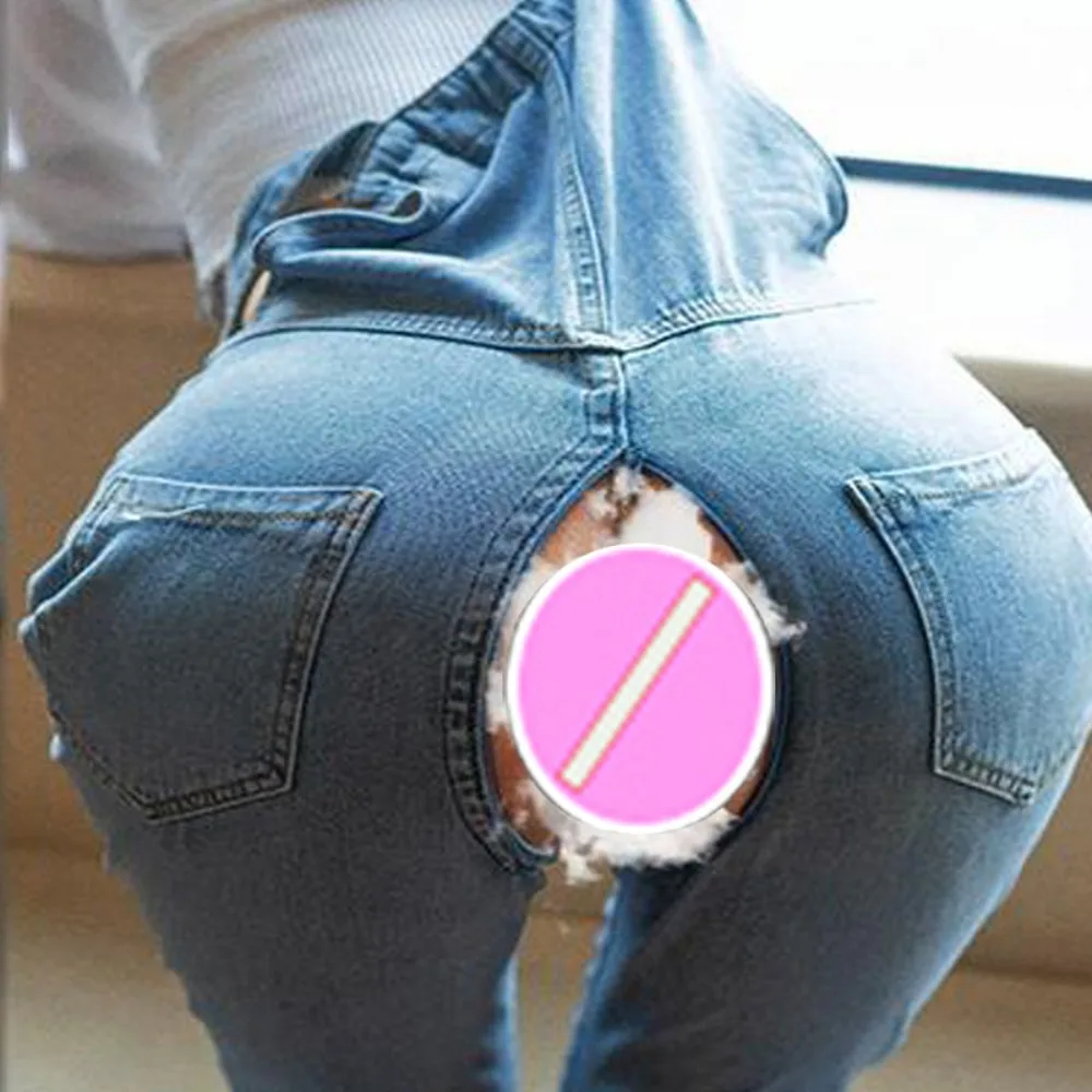 Outdoor Sex Open Crotch Pants Woman's Invisible Zipper Boyfriend Jeans Denim Overalls Jumpsuit Wide Leg Baggy Vintage Trousers